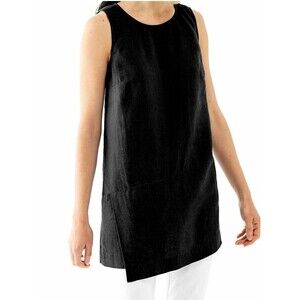 J. Jill Pure Jill Women's LARGE Linen Black Wrap Sleeveless Tunic Top